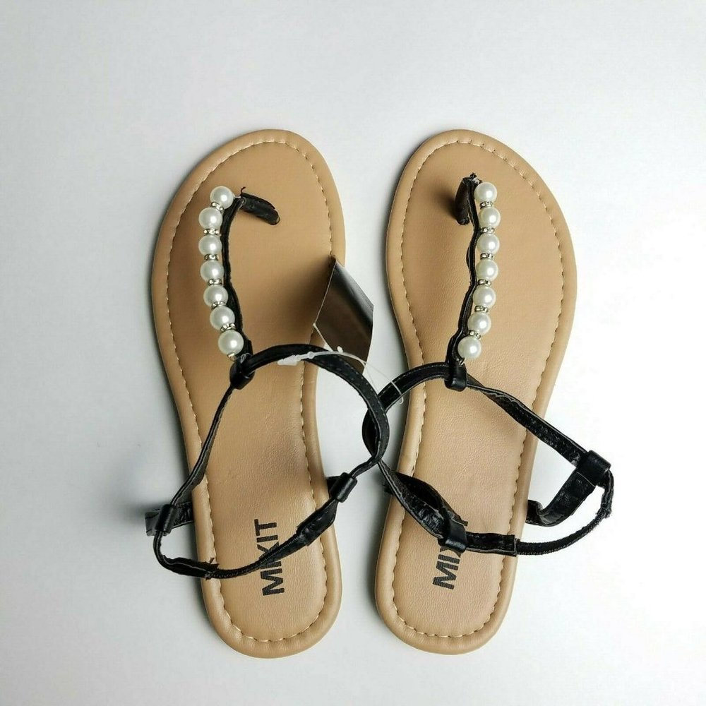Mix It Womens Sandals Faux Pearls Size 6 NWT